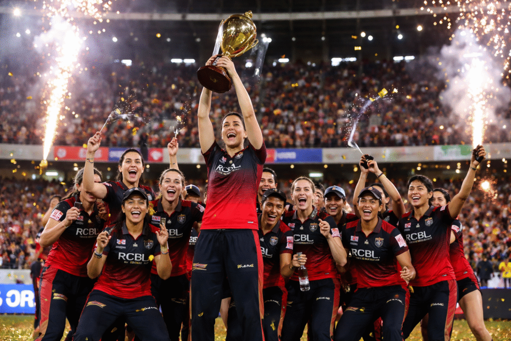 WPL 2026 Final Match stadium celebration RCB vs Delhi Capitals RCB Women champion Smriti Mandhana